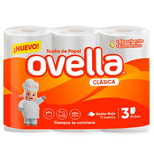 [PAPTOADH006] Toalla de papel doble hoja Ovella manga 8 pack 3x11 m .webp