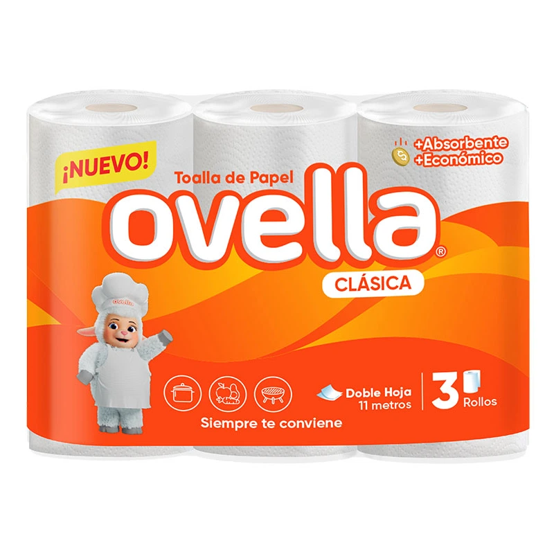 [PAPTOADH006] Toalla de papel doble hoja Ovella manga 8 pack 3x11 m .webp