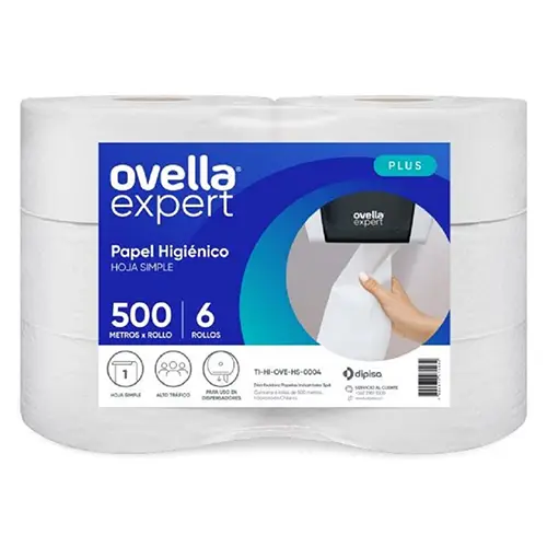 [PAPHIGJUM015] Papel higiénico jumbo Ovella una hoja pack 6x500 m.webp