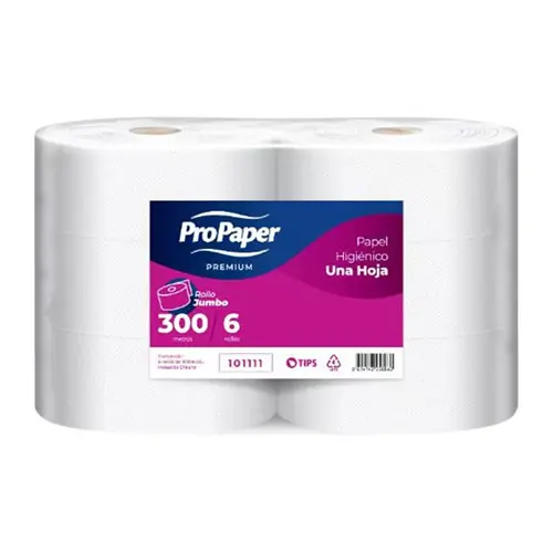 [PAPHIGJUM005] Papel higiénico jumbo ProPaper una hoja pack 6x300 m.webp