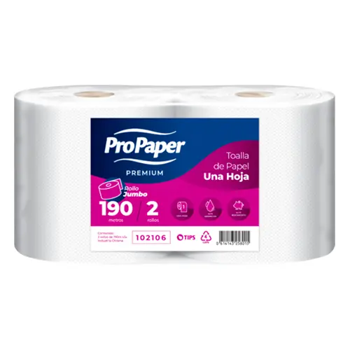 [PAPTOAJUM015] Toalla de papel una hoja ProPaper pack 2x190 m.webp