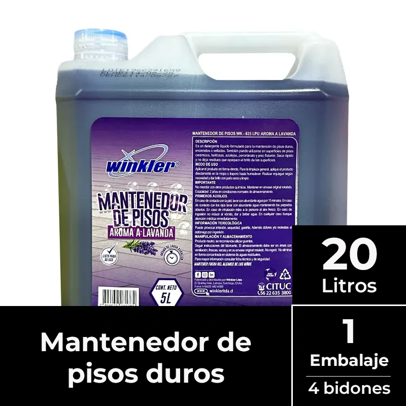 [LIQMANMAN013] Mantenedor de pisos WK-635 LPU WINKLER  5 litros EMBALAJE x 4 uds. (Lavanda)