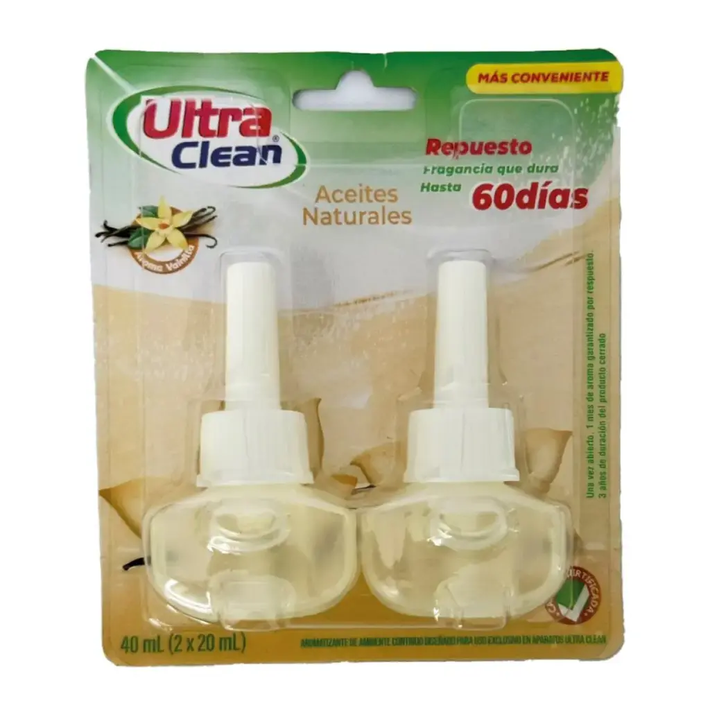 Aromatizante eléctrico repuesto 40 ml (2x20 ml) ULTRA CLEAN EMBALAJE x 24 uds.
