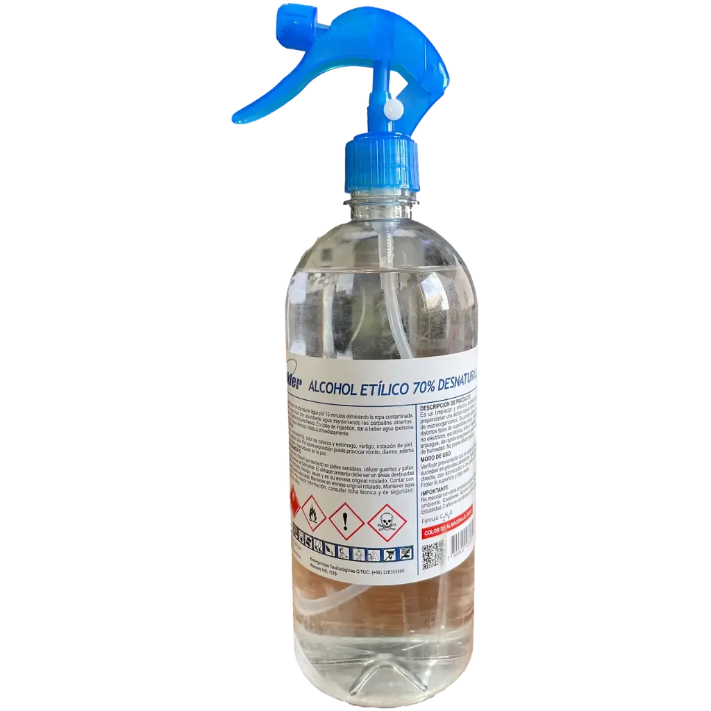 Alcohol etilico desnaturalizado al 70% con gatillo 1 litro WINKLER 