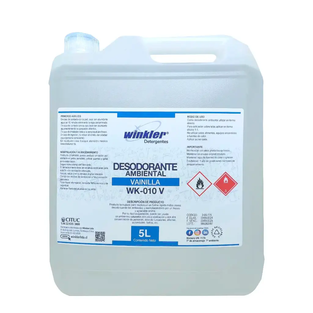 [LIQDESODAMBI016] Desodorante ambiental 5 litros WK-010 WINKLER (Vainilla)