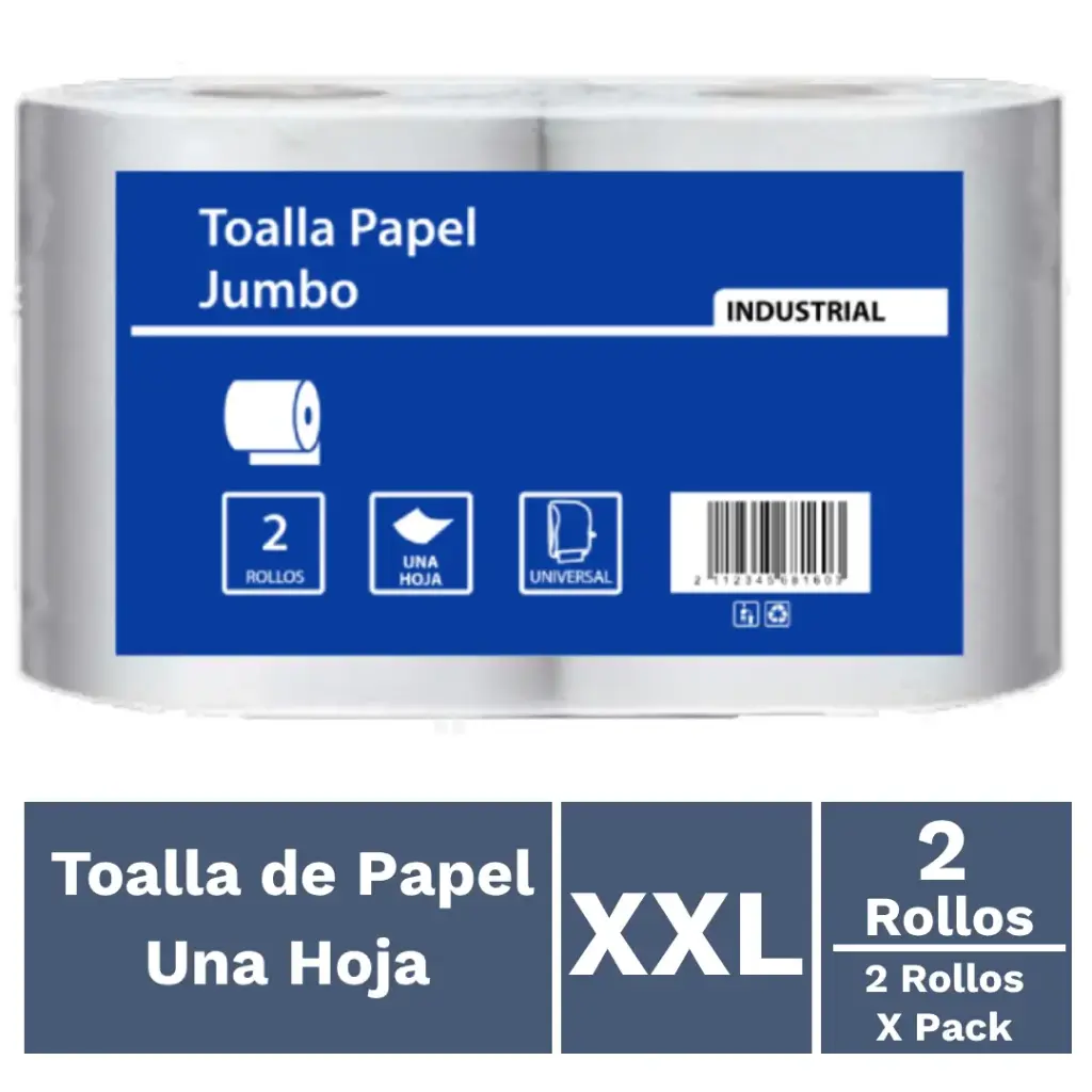 Toalla de papel una hoja jumbo XXL pack 2x190 m