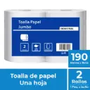 Toalla de papel una hoja jumbo XXL pack 2x190 m