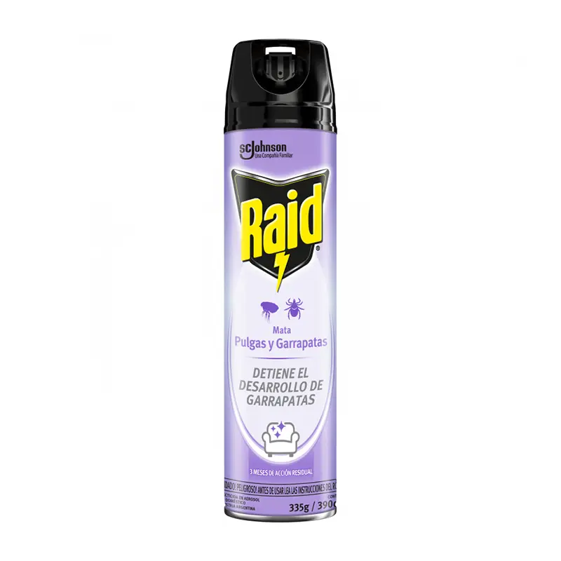 Insecticida aerosol 390 cc mata pulgas y garrapatas RAID