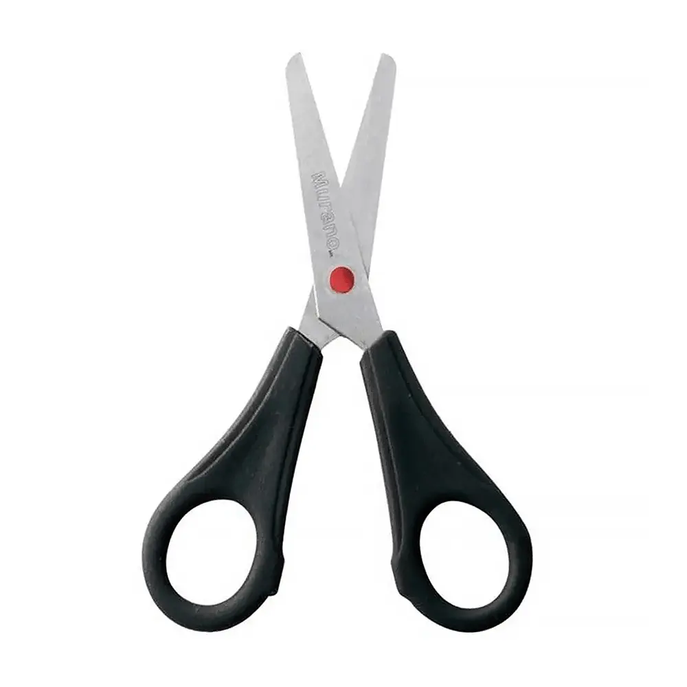 [TIJERA005] Tijera escolar 5 1/4” plástico/metal negra punta roma MURANO