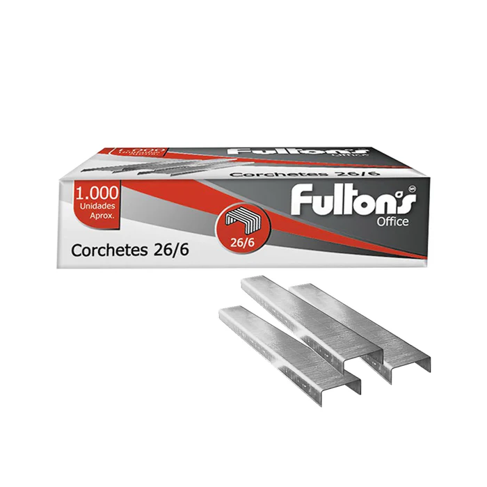 [CORCHET010] Corchetes 26/6 acero cromado caja 1000 uds. FULTONS