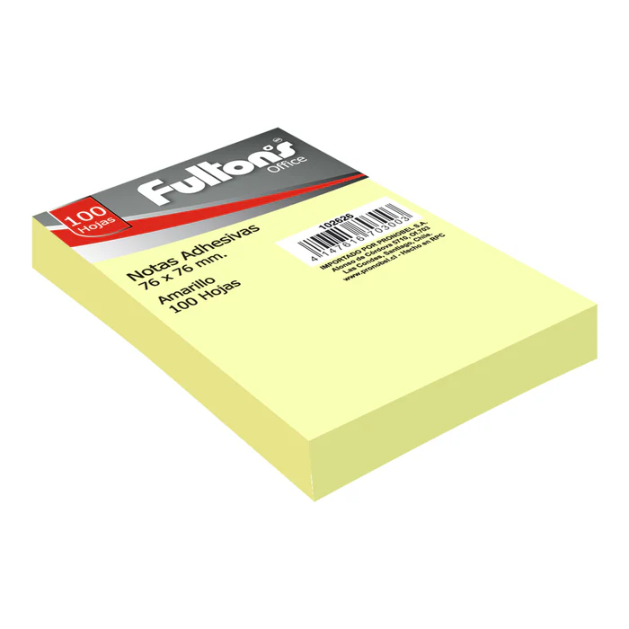 [NOTADHES010] Nota adhesiva amarillo 76x76 mm 100 hojas FULTONS