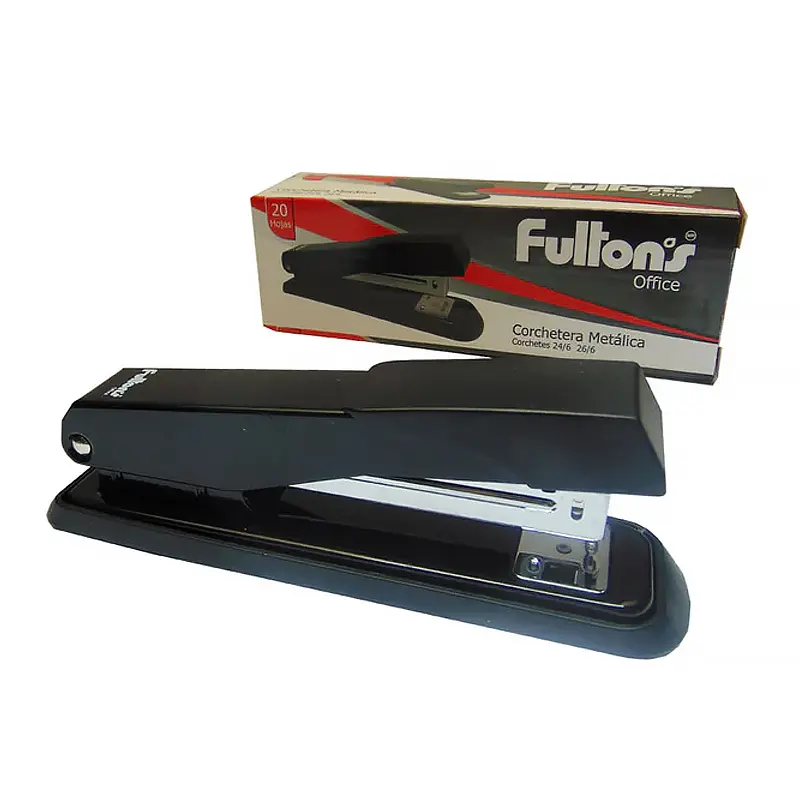 Corchetera 26/6 mediana metal negra para 20 hojas FULTONS 