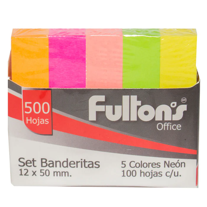 [BANDADHES015] Set banderitas destacadoras colores neón 500 uds. FULTONS