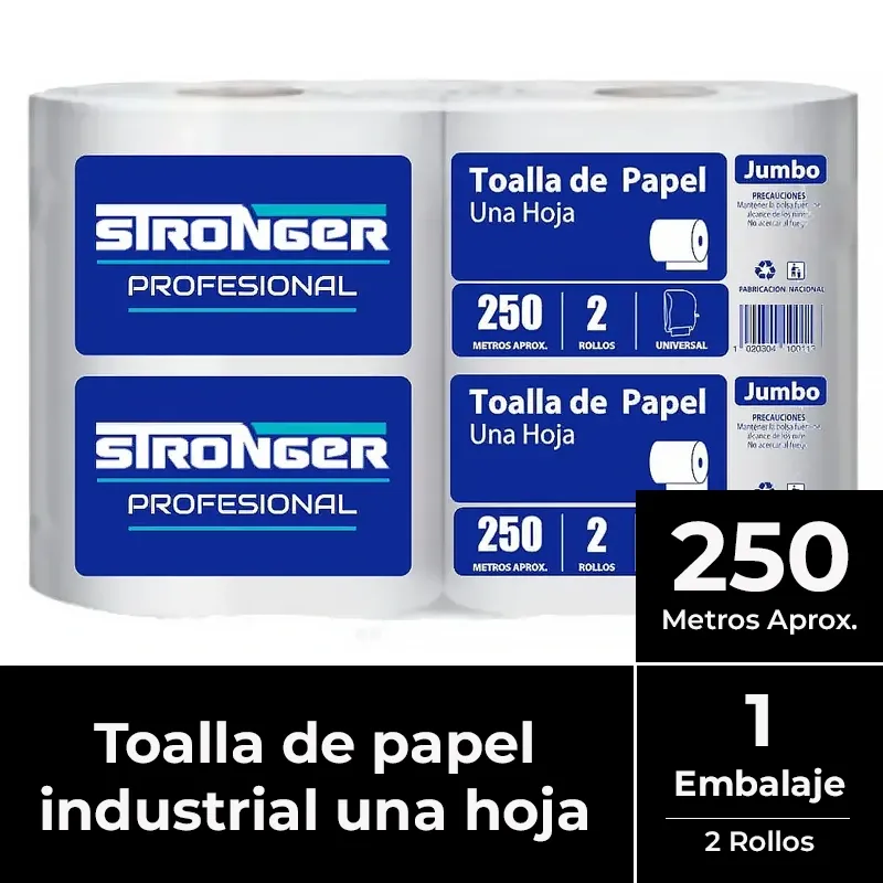 [PAPTOAJUM050] Toalla de papel una hoja pack 2x250 m STRONGER