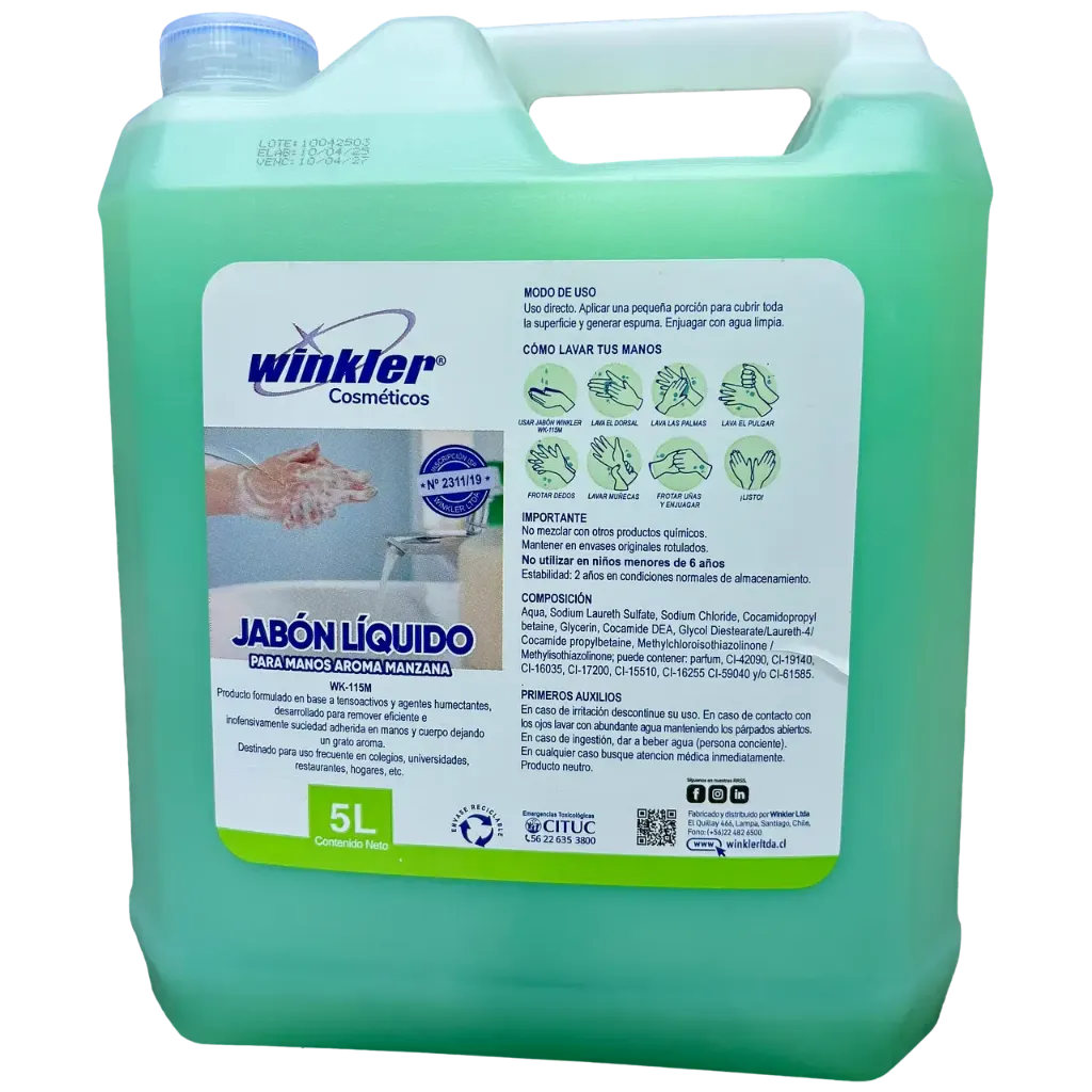 [LIQJABJAB009] Jabón líquido para manos 5 litros WK-115 WINKLER (Manzana verde)
