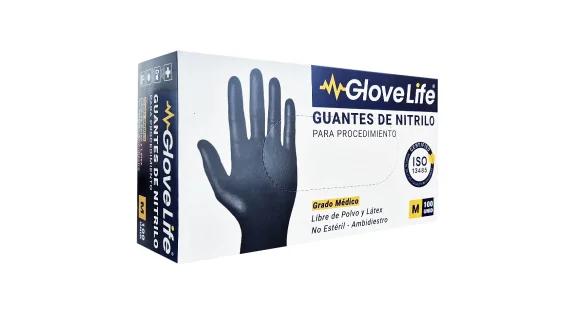Guante de nitrilo negro sin polvo pack 100 uds.  GLOVELIFE