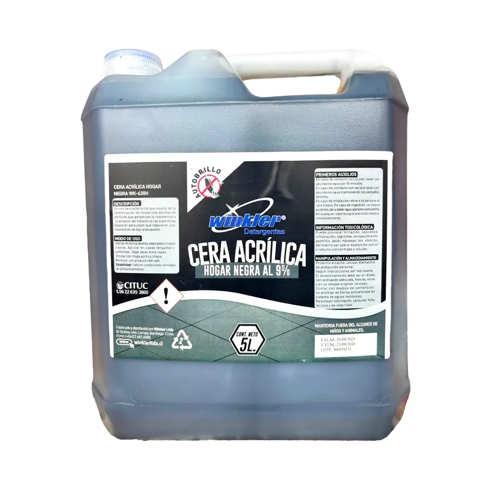 [LIQCERAACRIL015] Cera acrilica autobrillo hogar al 9% 5 litros WK-630 WINKLER (Negro)