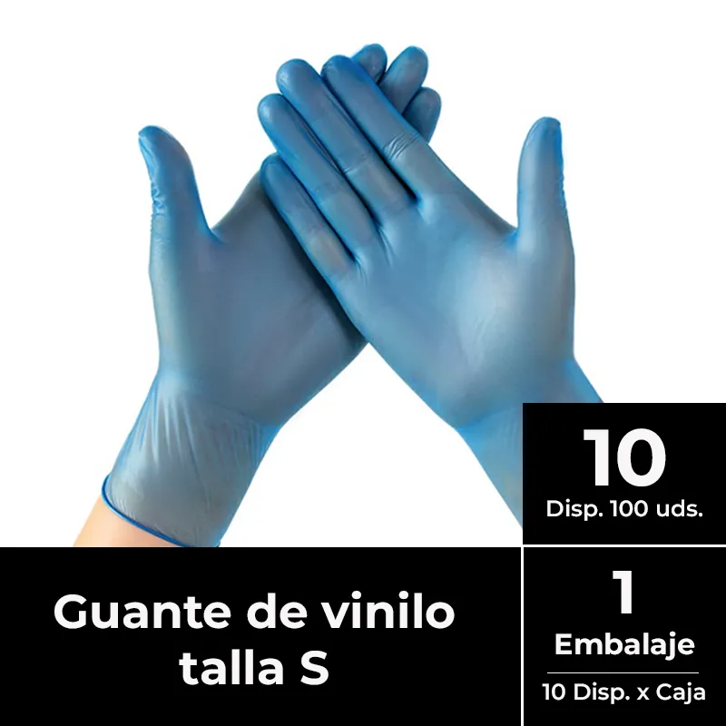 Guante de vinilo sin polvo talla S EMBALAJE 1000 uds. CLEANCARRIER