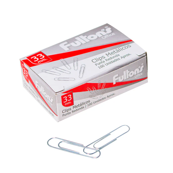 [CLIPRED005] Clip N1 redondo cromado 33 mm métalico caja 100 unidades FULTONS