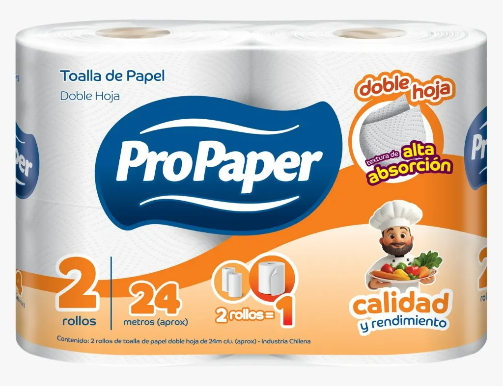 Toalla de papel doble hoja Propaper MANGA 8 pack 2x24 m