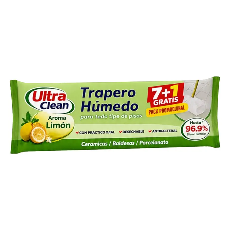 [ARTESAVAR323] Trapero húmedo multisuperficie 34x32,5 cm pack 8 uds. ULTRA CLEAN (Limón)