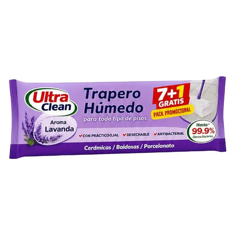 Trapero húmedo multisuperficie 34x32,5 cm pack 8 uds. ULTRA CLEAN