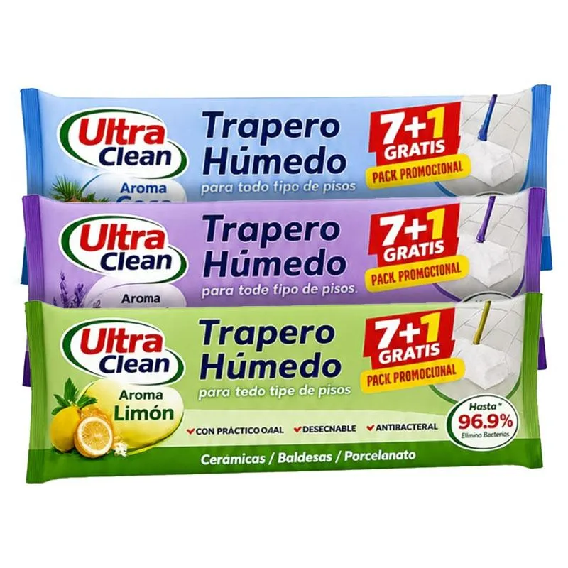 Trapero húmedo multisuperficie 34x32,5 cm pack 8 uds. ULTRA CLEAN