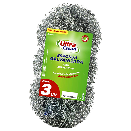 Virutilla de acero galvanizada pack 3 uds. ULTRA CLEAN 