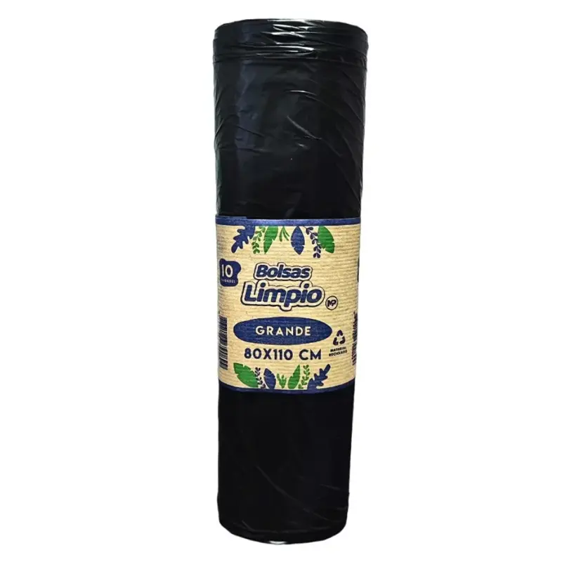 Bolsa de basura negra Rollo 80x110 cm pack 10 uds.