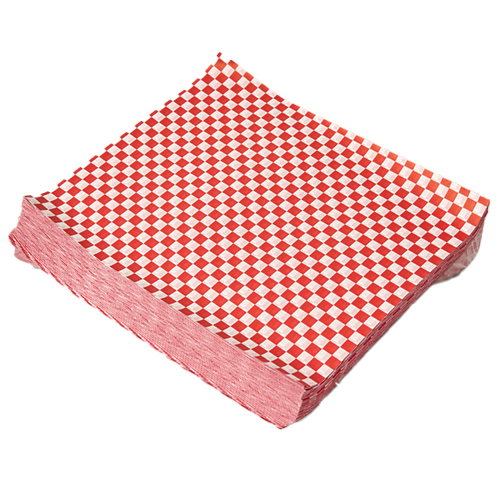 Papel antigrasa cuadriculado blanco y rojo 28x34 cm resma de 500 uds.