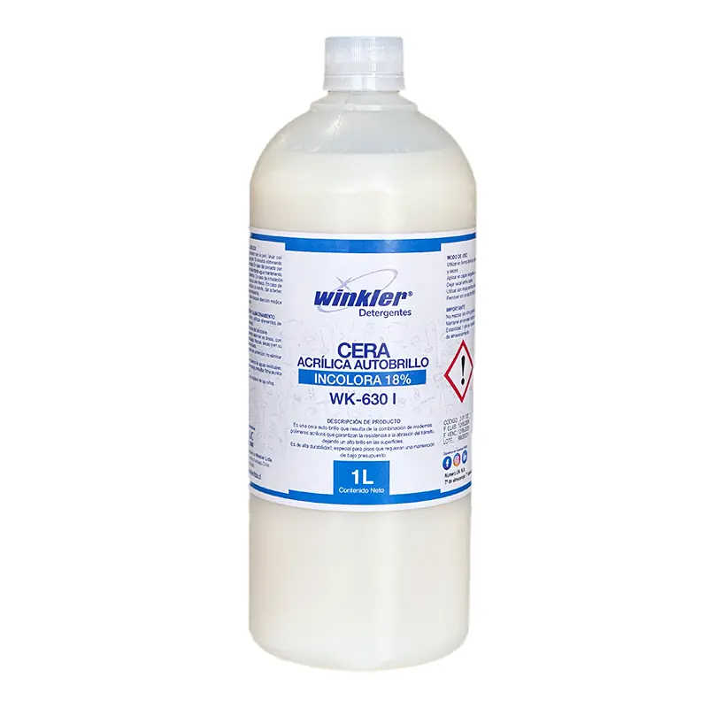 Cera acrilica autobrillo incolora al 18% 1 litro WK-630 WINKLER (botella / caja 20 botellas)