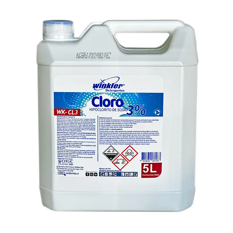 Cloro hipoclorito de sodio al 3% 5 litros WINKLER WK-CL3