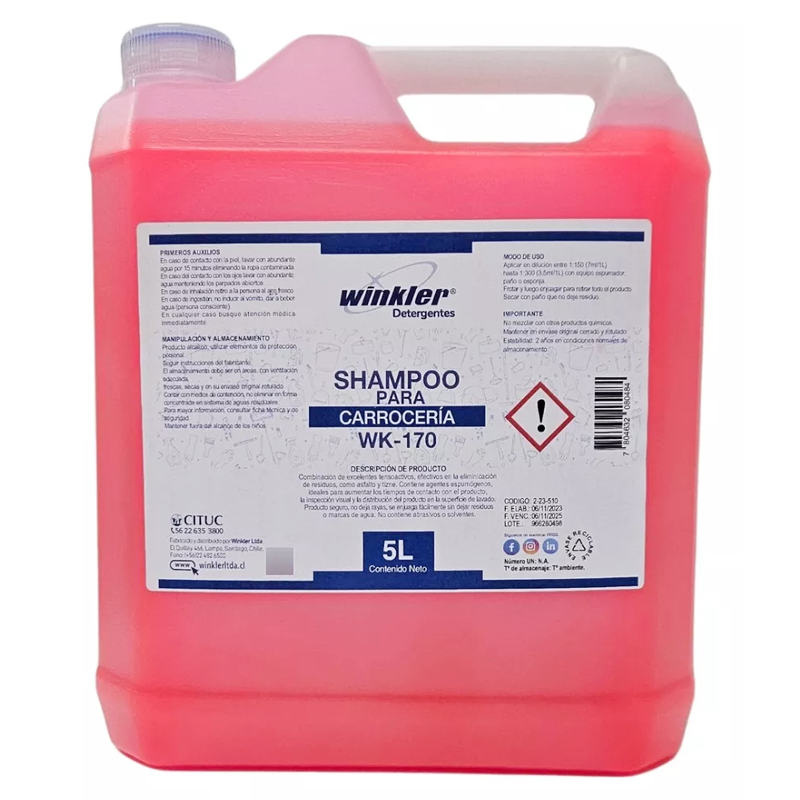 [LIQSHAMPO025] Shampoo de carrocería 5 litros WK-170 WINKLER (bidón / caja 4 bidones)