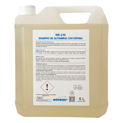 [LIQSHAMPO035] Shampoo de alfombras con espuma 5 litros WINKLER WK-210 (bidón / caja 4 bidones)
