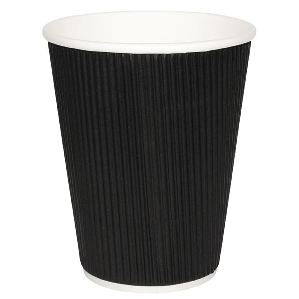 [POLVASDOB040] Vaso kraft corrugado 8 oz negro EMBALAJE 500 uds. 