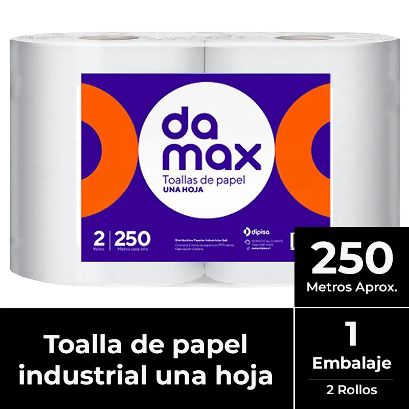 Toalla de papel una hoja pack 2x250 m DAMAX