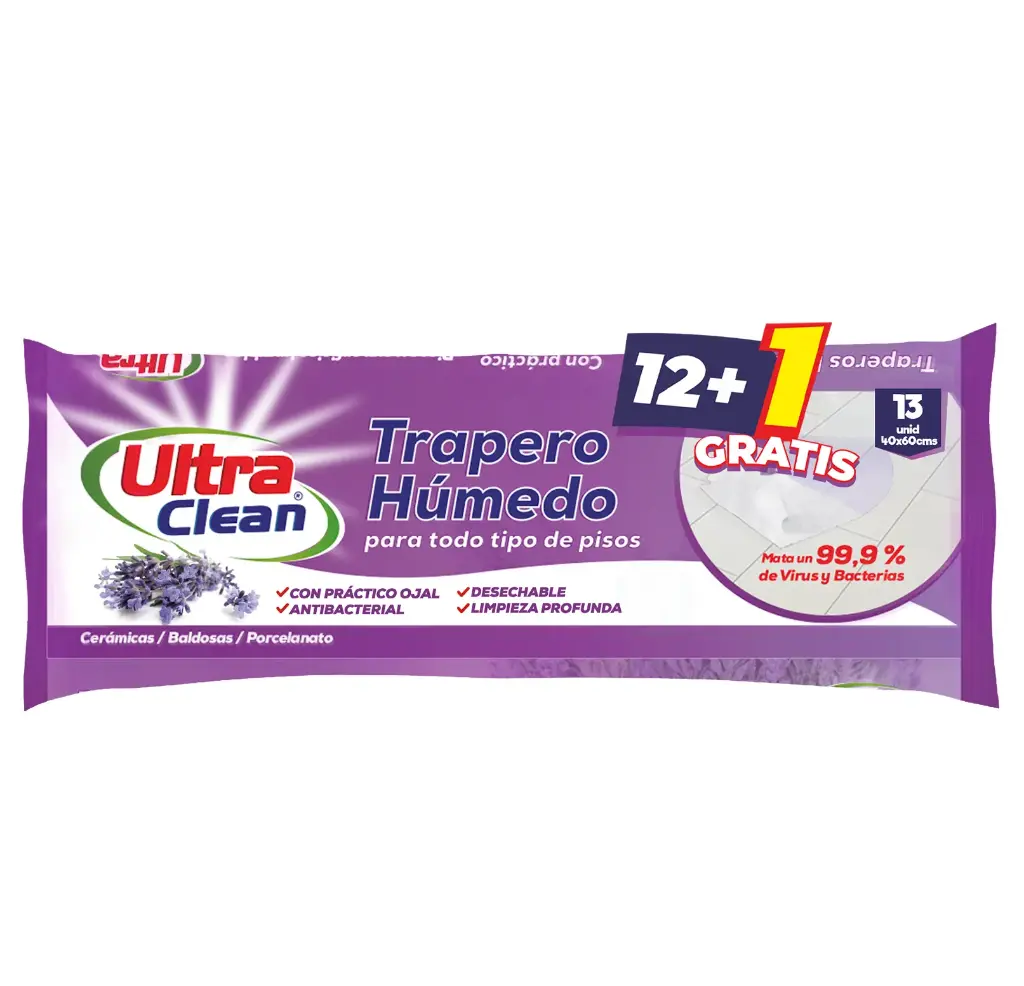 [ARTESAVAR312] Trapero húmedo multisuperficie 40x60 cm (pack 13 uds. / caja 156 uds.) ULTRA CLEAN (Lavanda)