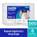 Papel higiénico jumbo Ovella una hoja pack 6x500 m