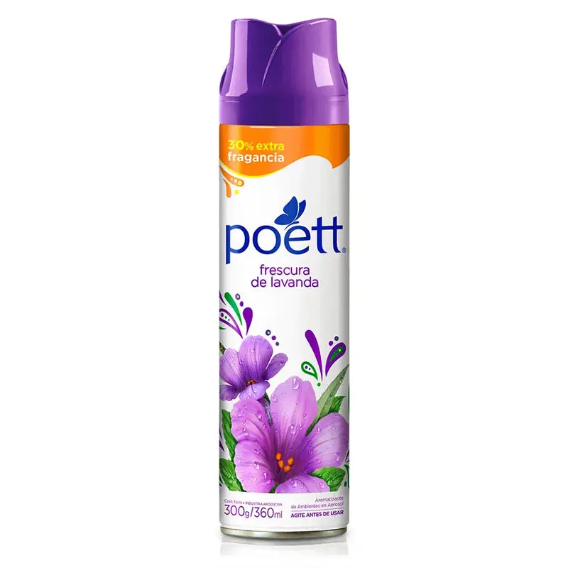 Desodorante ambiental en aerosol lavanda 360 cc POETT (unidad / caja 6 uds.)