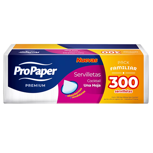 [PAPSERCOC015] Servilleta cocktail 24x24 cm pack 300 uds. PROPAPER