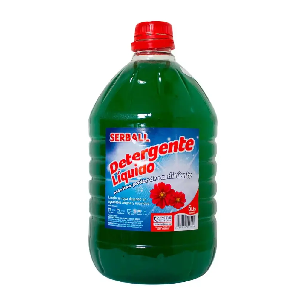 Detergente líquido ropa 5 litros verde SERBALL 