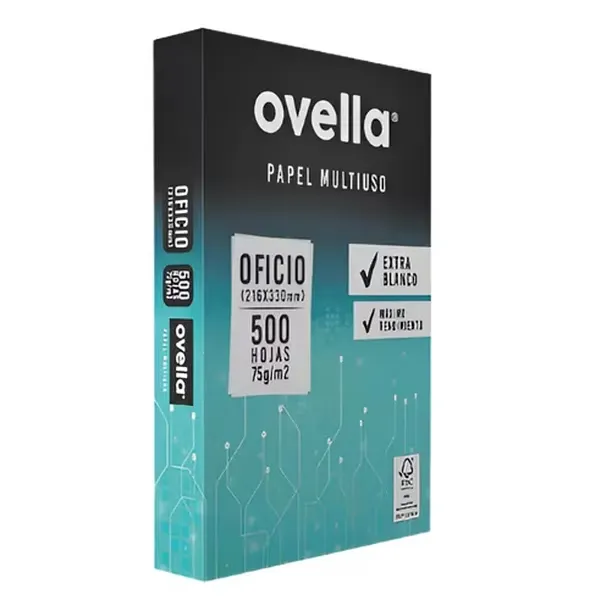 [RESMCART010] Resma de papel fotocopia tamaño oficio 500 hojas OVELLA