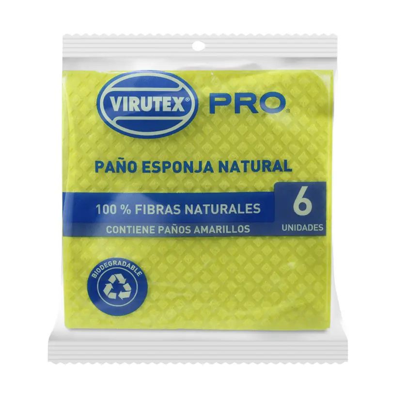 [ARTASEVAR0286] Paño esponja natural pack 6 uds. VIRUTEX (Amarillo)
