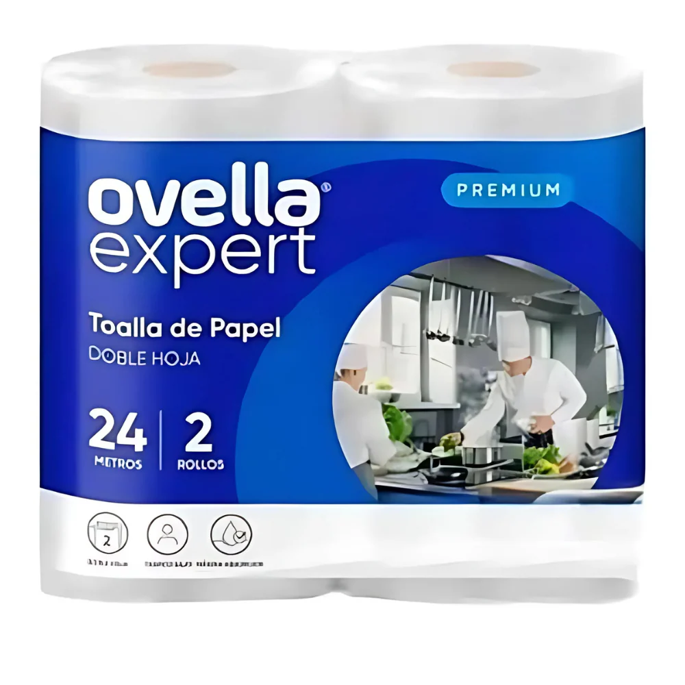 [PAPTOADH010] Toalla de papel doble hoja Ovella MANGA 8 pack 2x24 m