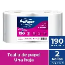 Toalla de papel una hoja ProPaper pack 2x190 m