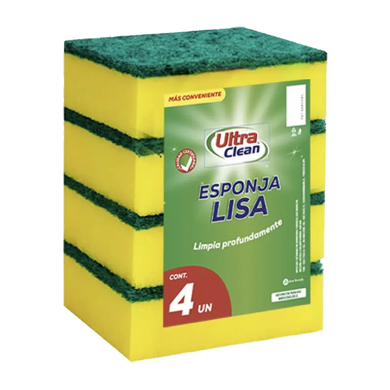 [ARTASEVAR021] Esponja lisa amarilla verde (pack 4 uds. / caja 120 uds.) ULTRA CLEAN