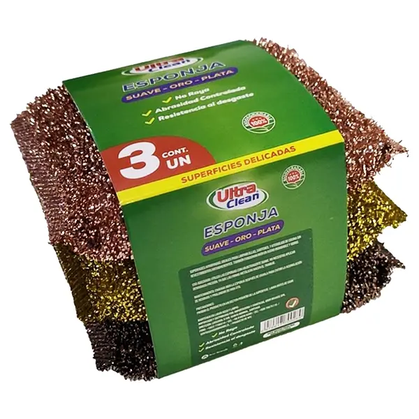 [ARTESAVAR357] Esponja suave oro plata pack 3 uds. ULTRA CLEAN 