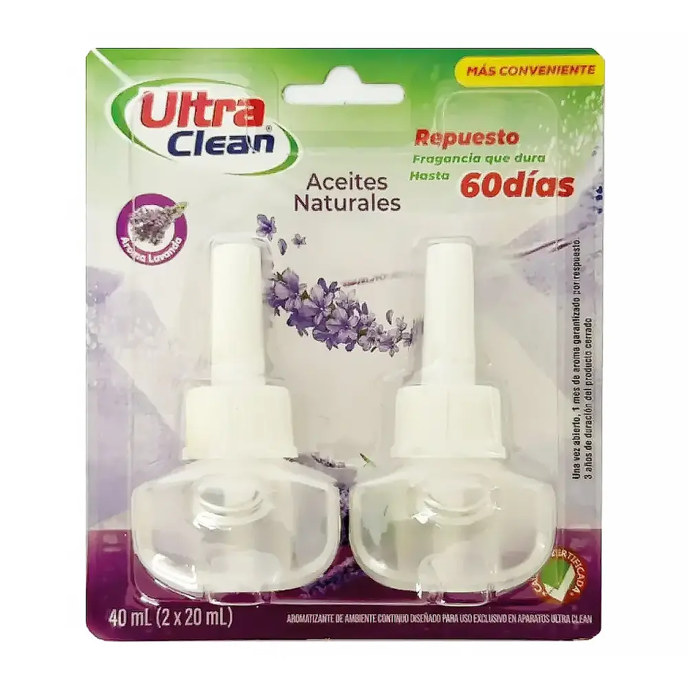 [REPUEAROMA3014] Repuesto de aromatizante eléctrico 40 ml (2x20 ml) ULTRA CLEAN (Lavanda)