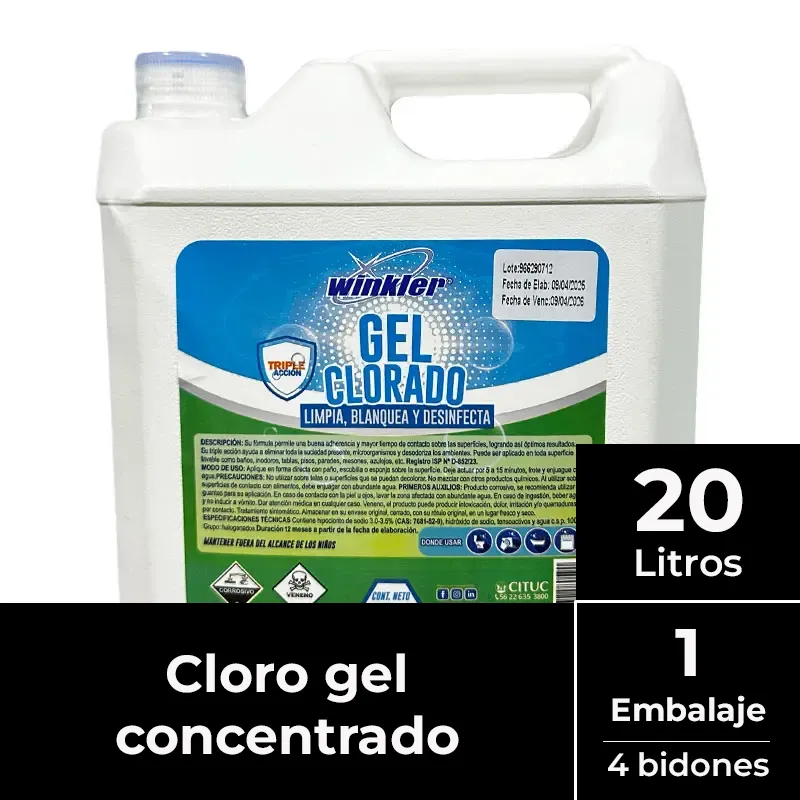 [LIQCLOGEL006] Cloro gel al 3% 5 litros EMBALAJE x 4 uds. WK-745 H WINKLER 