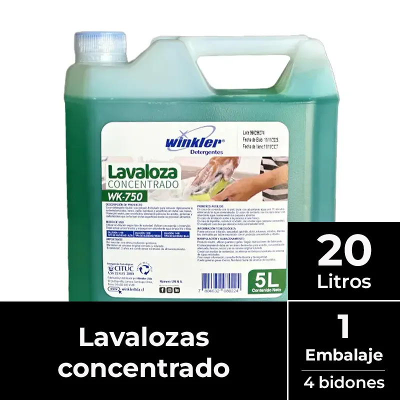 [LIQLAVCON006] Lavaloza industrial 5 litros WK-750 WINKLER EMBALAJE x 4 uds.